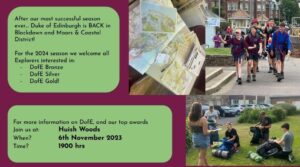 Come to our top awards event at Huish Woods on the 6th of November at 7pm to find out about earning your Duke of Edinburgh bronze, silver or Gold award as well as other top scouting awards